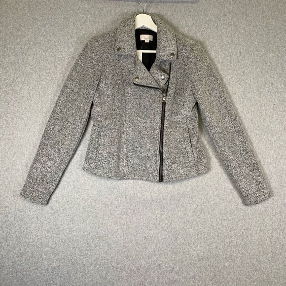 LOFT Jackets & Blazers - Loft Women’s Size XS Lightweight Edgy Moto Jacket Grey Zip Up Collared